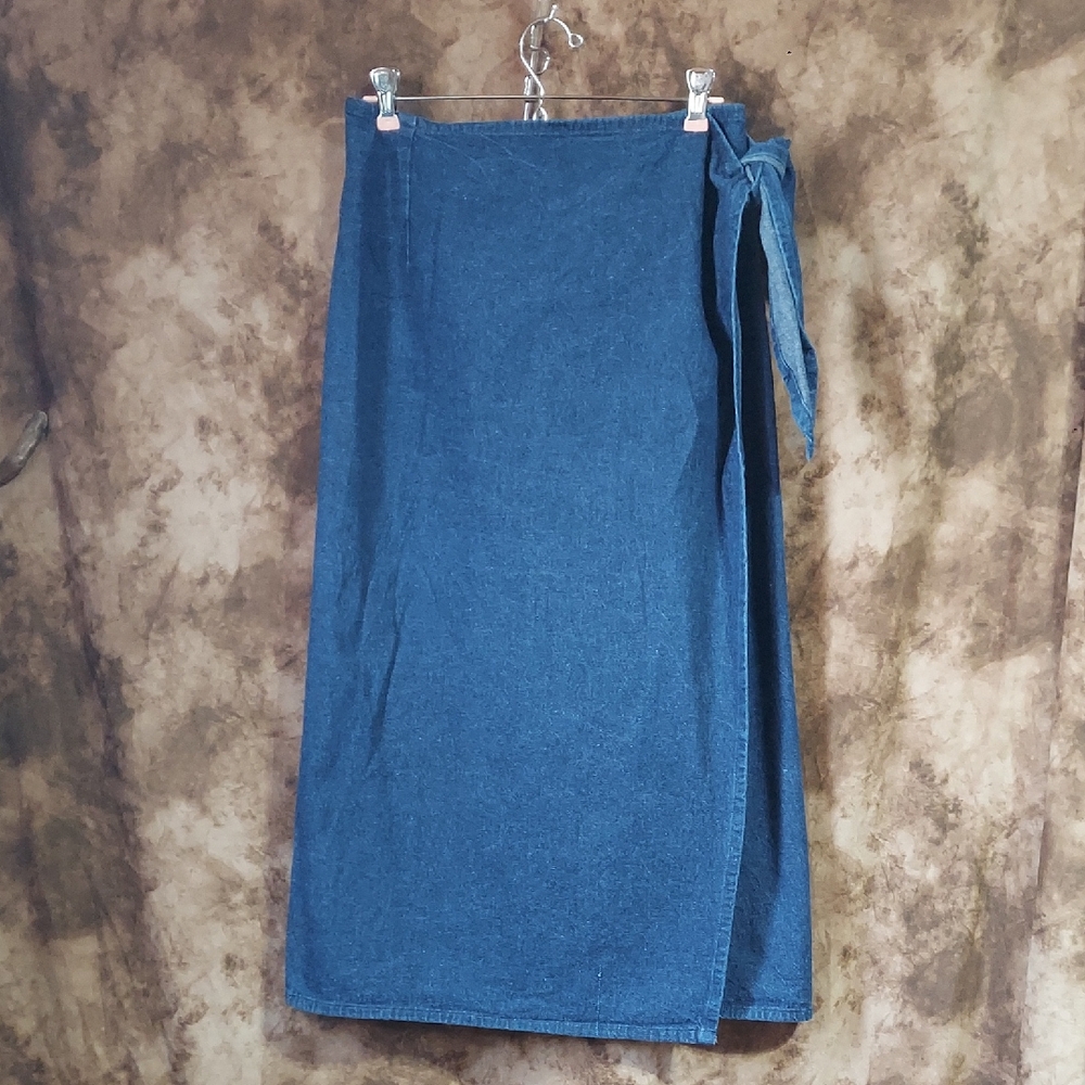 Classic Blue Denim Maxi Wrap Skirt